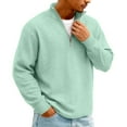 thumbnail image 2 of Lumtrix Men's Sweatshirt Waffle Knit Quarter Zip Pullover Long Sleeve Casual Fashion Big Tall Golf Polo Shirts Mock Neck Sweater Green 3XL, 2 of 7