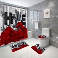 thumbnail image 5 of FOCUSNORM Jolis Rideaux de Douche pour Salle de Bain Imprimé de Lettres Motif Rose Transparence Forte Rideau de Douche Mode, 5 of 5