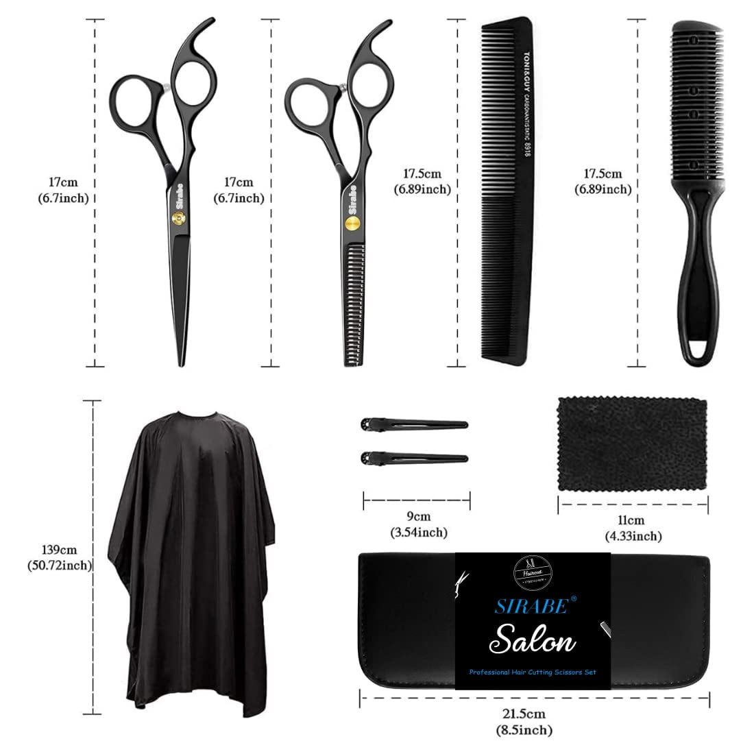 Gpoty Hair Cutting Scissors Set, 12Pcs Professional Haircut Scissors Kit  With Thinning Scissors, Hair Razor Comb, Cape, Clips, Storage Bag For  Barber Salon 