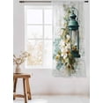 thumbnail image 3 of Sheer Curtains 63 Inch Length, Vintage Oil Light Semi Sheer Curtains Light Filtering Window Treatment, Spring Flowers Leaves Candles Country Privacy Voile Drapes for Living Room Bedroom 52x63 Inch, 3 of 7