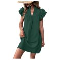 thumbnail image 3 of Horkkom Sundresses for Women V Neck Short Sleeve Loose Mini Dresses Summer Casual Holiday Beach Dresses L, 3 of 10