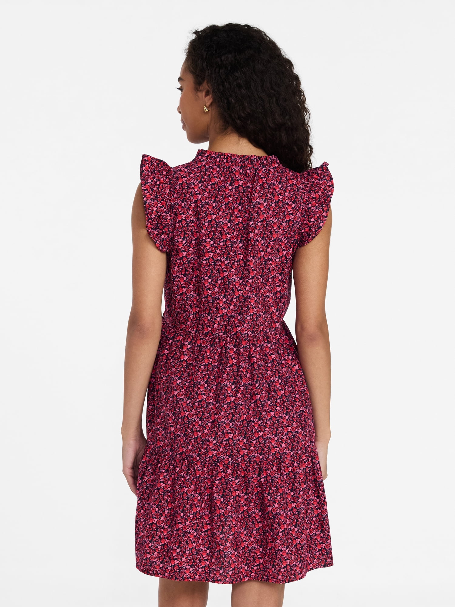 Time and Tru Women’s and Women’s Plus Flutter Sleeve Mini Dress, Sizes XS-4X
