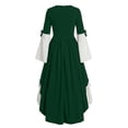 thumbnail image 4 of Ynynloco Women's Renaissance Medieval Costume Victorian Dress Long Sleeve Boho Midi Dress Vintage Square Neck Tiered Ruffle Flowy Pockets Dress, 4 of 7