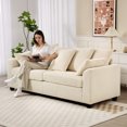 thumbnail image 2 of HOMCOM Corduroy Couch with 8 Removable Pillows, 3 Seater Sofa, Beige, 2 of 10
