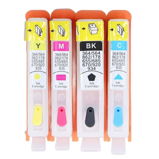 Recarga de cartucho de inyección de tinta, cartucho de tinta de 4 piezas Cartucho de inyección de tinta Cartucho de tinta de repuesto Máxima comodidad