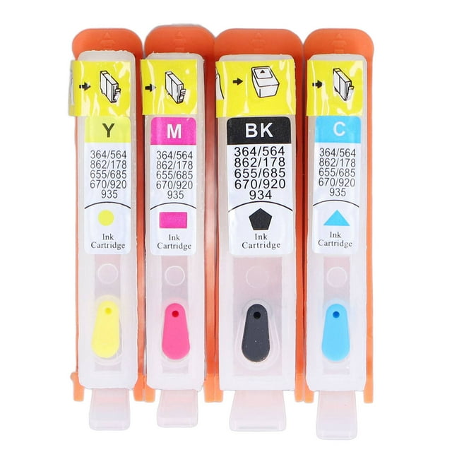 Recarga de cartucho de inyección de tinta, cartucho de tinta de 4 piezas Cartucho de inyección de tinta Cartucho de tinta de repuesto Máxima comodidad