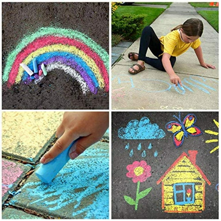 NewFamily Dustless Chalk for Kids, Colored Sidewalk Chalk With  Holder,Non-Toxic Washable Toddlers Chalks Drawing Writing for Outdoor Art