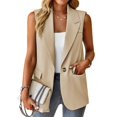 thumbnail image 2 of Chaleco Mina Self Blazer largo sin mangas para mujer Beige S, 2 of 6