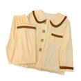 thumbnail image 3 of Pijamas de manga larga ruffle collar lindo dulce longitud completa Pantalones botón suave dormir set para las mujeres oso L, 3 of 8