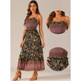 thumbnail image 2 of DARING DIVA Women's Boho Floral Spaghetti Strap A Line Maxi Dresses L Navy Blue, 2 of 6