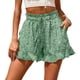 thumbnail image 1 of ICHUANYI Clearance Women's Summer Casual With Pockets Drawstring Printed Ruffles Shorts(Green, XL) ICHUANYI WER2023080903165, 1 of 5