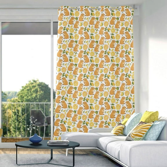 Blackout Curtains Window Curtain for Bedroom Living Room 1 Panel 82"x42" Funny Baby Capybaras and Orange
