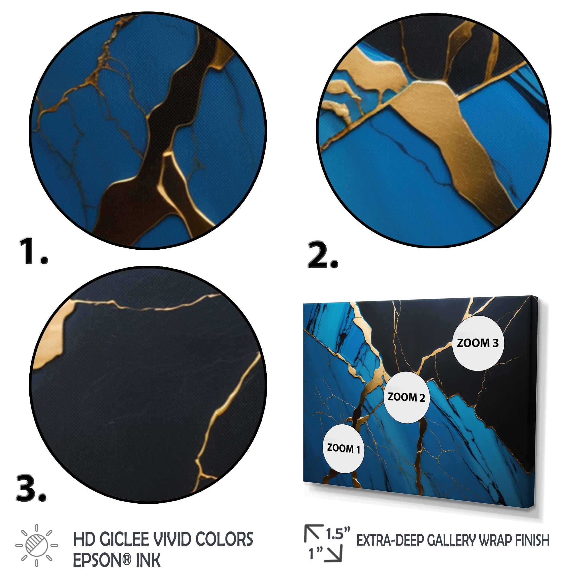Designart Abstract Geode Blue II Canvas Wall Art
