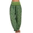 thumbnail image 4 of Women Casual Boho Print Pants Wide Leg Pants Loose Pocket Button Harem Pants, 4 of 7