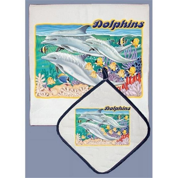 Pipsqueak Productions  Dolphin Dish Towel And Pot Holder Set