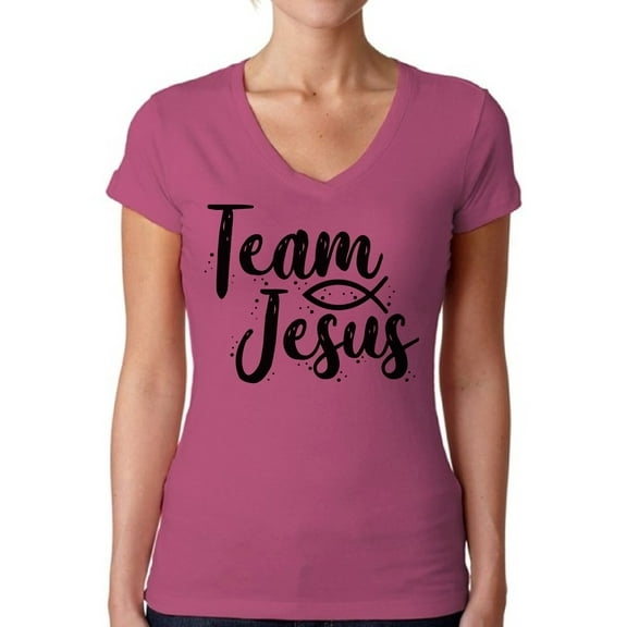 Awkward Styles Team Jesus V Neck Shirt for Her Christian Shirts Christian Black Clothes for Women Team Jesus T-Shirt Christ Tshirt for Ladies Christian Gifts Jesus Shirts Jesus Clothing Collection