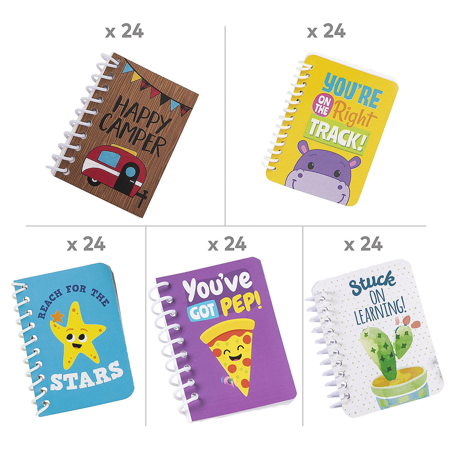 Fun Express Motivational Mini Spiral Notebook Assortment Bulk 120 Pc