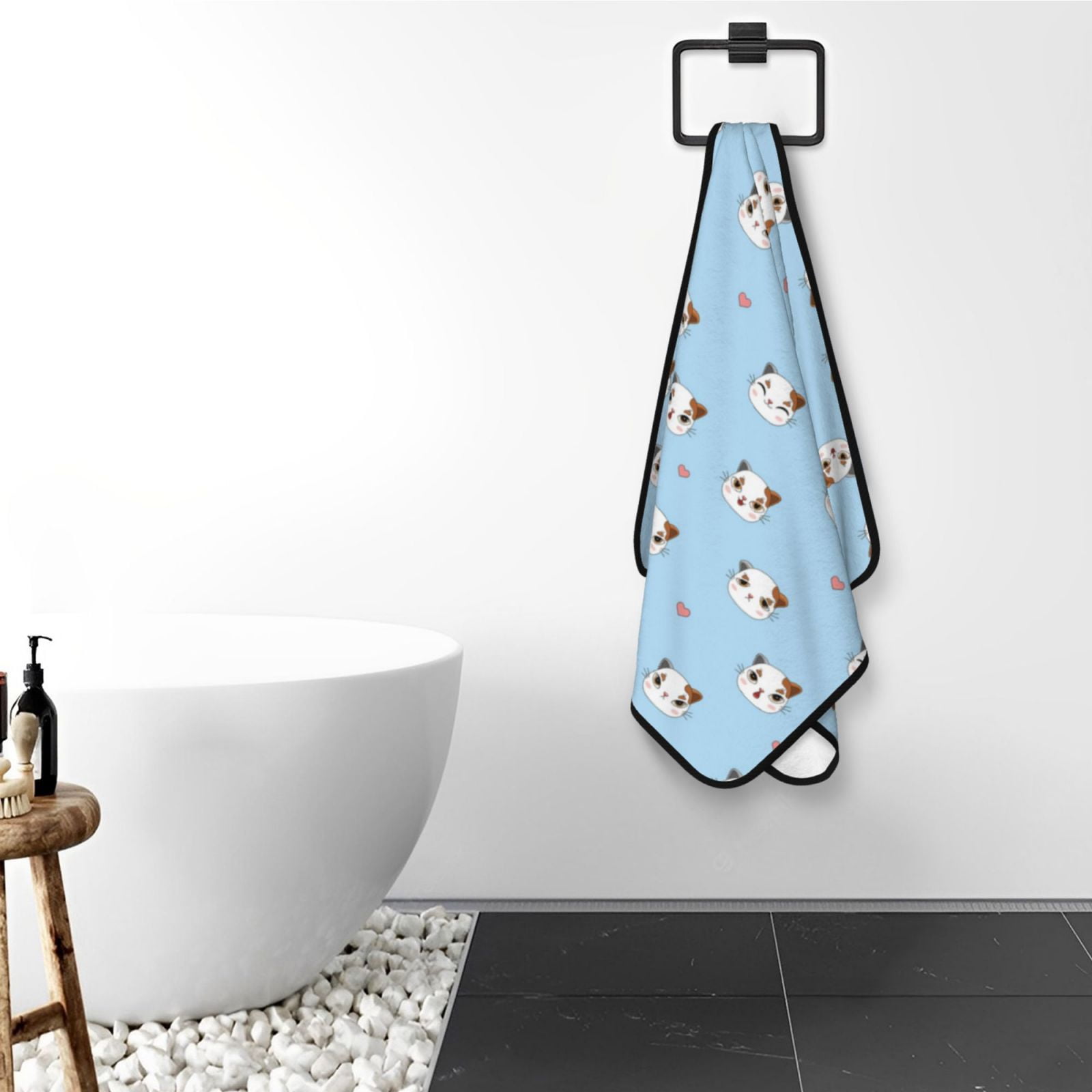 Cotton Bath Towels for Bathroom - Glamorous Cartoon Cute Cat Face Microfiber Quick Dry Towels for Body Bath Sheets, Personalized Beach Towel, Soft Shower Towels for Travel Home Beach 27*55in