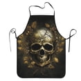 thumbnail image 5 of Uemuo Vintage Gold Leaf Skull Printed Bib Apron, Adjustable , Water and Oil Resistant, Cooking Kitchen Chef Apron for Women Men, 5 of 5