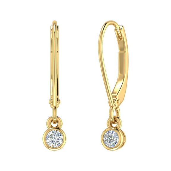 1/5 Carat Diamond Lever-back Drop Earrings in 14K Yellow Gold (SI1-SI2 Clarity)