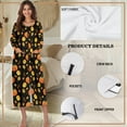 thumbnail image 5 of FKELYI Zipper Front Nightgown Women Sleepwear Dress Long Sleeve Nightwear Dress with 2 Pockets Retro Pumpkin Leaf Print Housecoat Breathable Lounge Wear Fall Winter, 3XL, 5 of 6