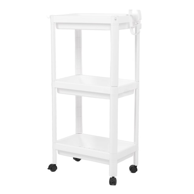 Bathroom Shelf, Slim Storage Cart, Freestanding Storage Rack Organizer Shelving Unit for Kitchen, Bathroom, Laundry, Narrow Places, White