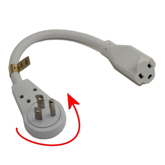 6inch Extension Cord with Flat 360 Degree Rotating Swivel Plug, White