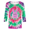 thumbnail image 4 of Liquidation d'Été Staron Hauts de Pâques pour Femmes Blouses à Col Rond Décontractées Douces Manches 3/4 T-Shirts Basiques Graphiques Mode Décontractée Hauts T-Shirts, 4 of 5