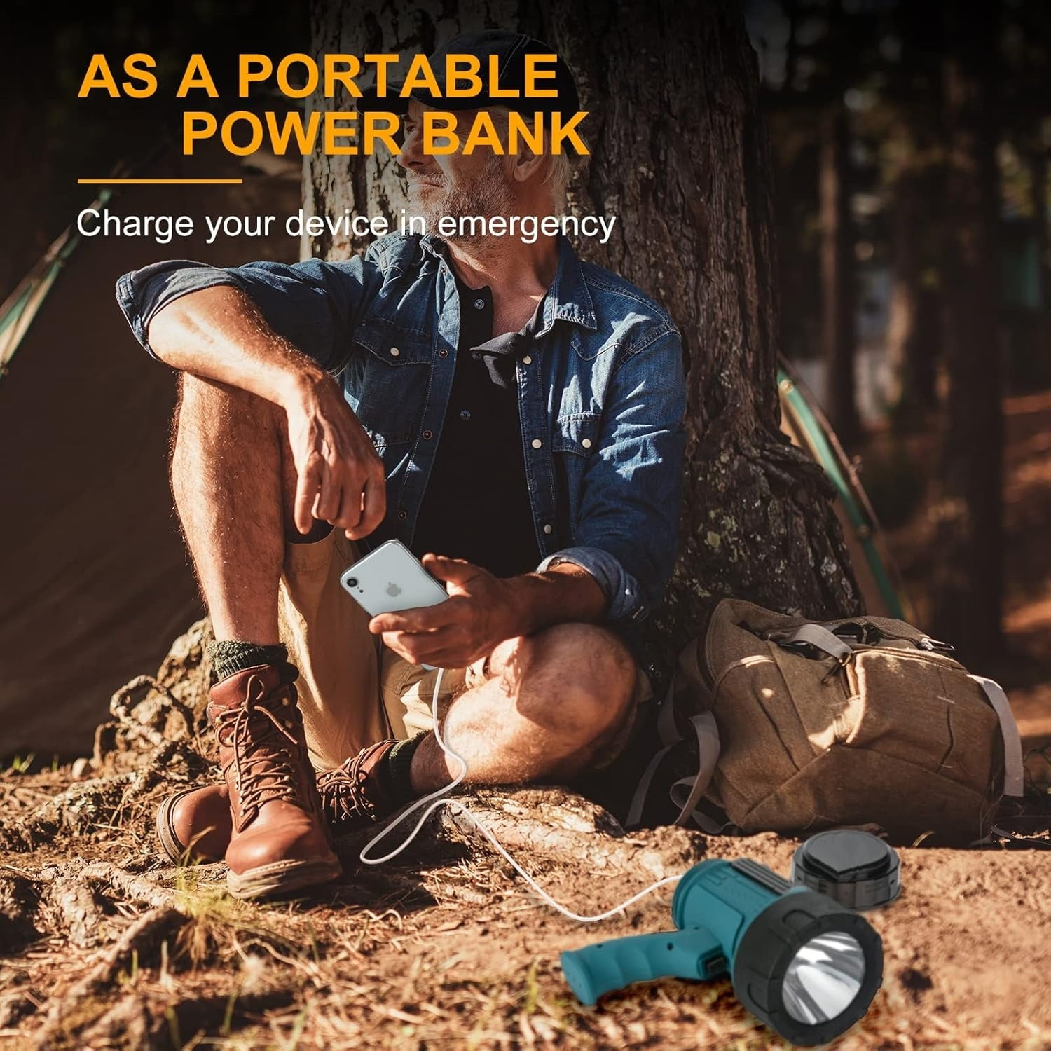 Rechargeable Spotlight Flashlight with 1000000 High Lumen LED, IP67 Waterproof Long Running Spot Light searchlight, Impact Resistant Handheld Spotlight with Foldable Stand Red Lens
