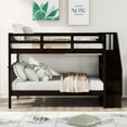 thumbnail image 2 of DEALTOPS Full-Over-Full Bunk Bed with Storage and Stairway for Bedroom, Dorm, Wood Bunk Bed, Espresso, 2 of 9