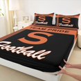 thumbnail image 4 of jejeloiu Orange Black Initial S Bed Sheets For Boys,Football Sport City King Sheets For Kids,4 Pieces, 4 of 6