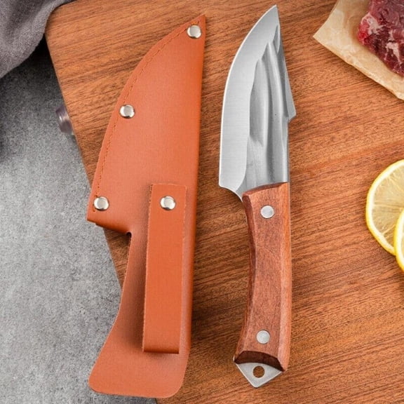 Mini Pocket Knife Stainless Steel Blade Outdoor Survival Knife with Leather Case, for Camping and Hiking
