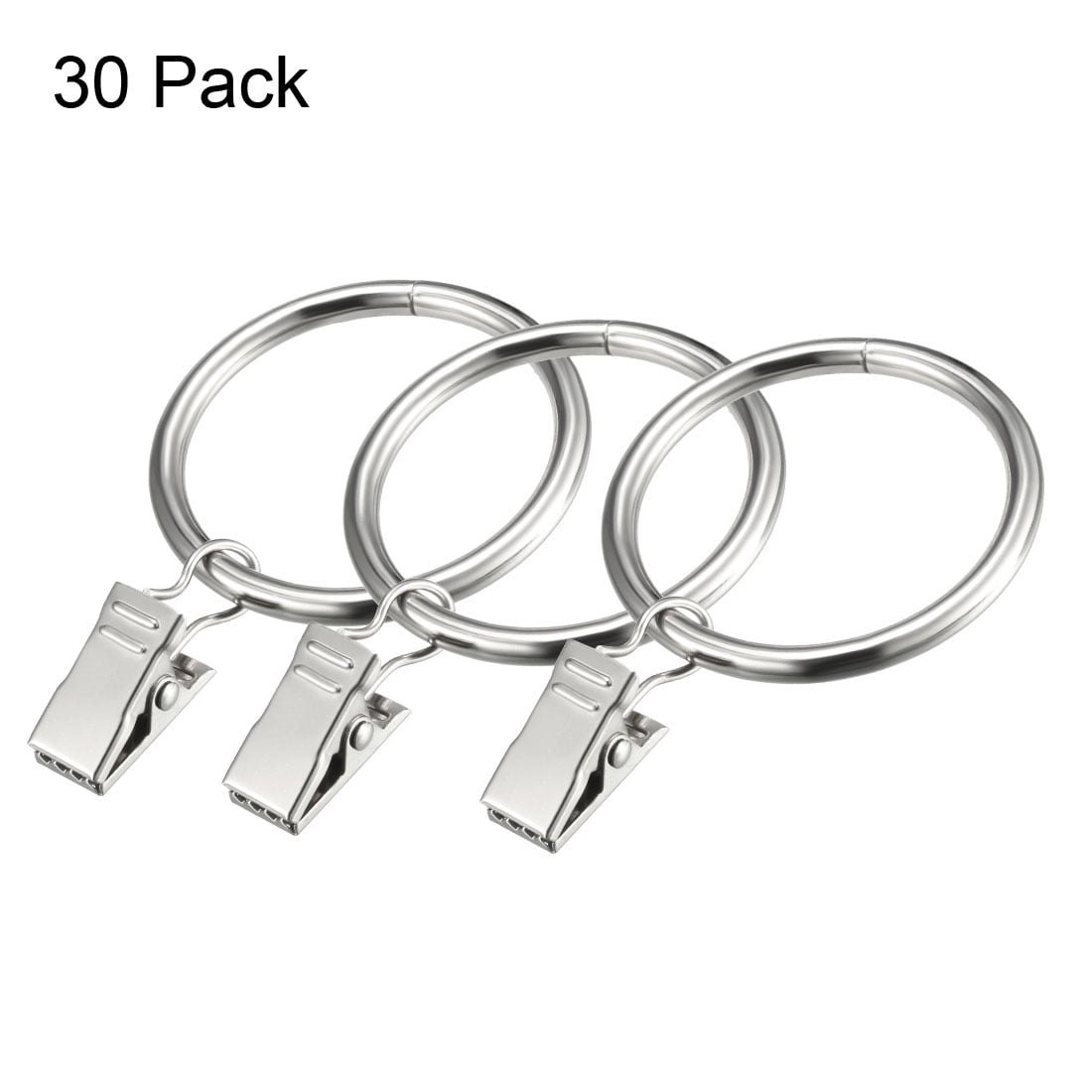 30 Pack Curtain Clips Rings Drapery Shower Ring w Clips 1.5" Interior