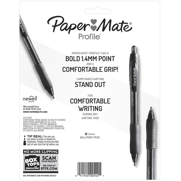 Paper Mate Eraser Mate Ballpoint Pen Black Ink Pack of 8