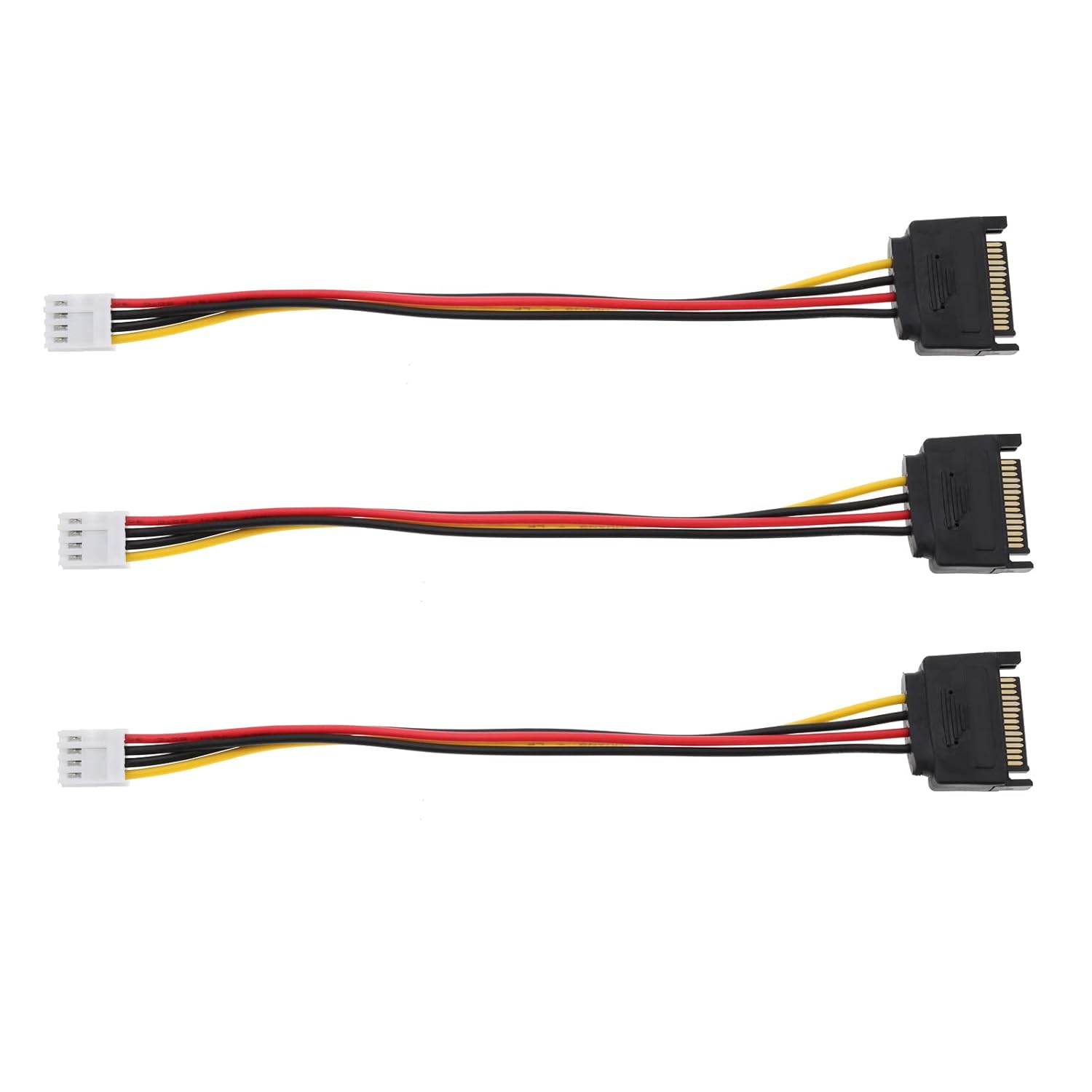 HRTGFD-3Pcs 4 Pin Floppy Drive to 15 Pin SATA Male Power Cable 4-pin Floppy Power Port to SATA 15pin Male Driver Power Wire Electrical Accessories 20cm