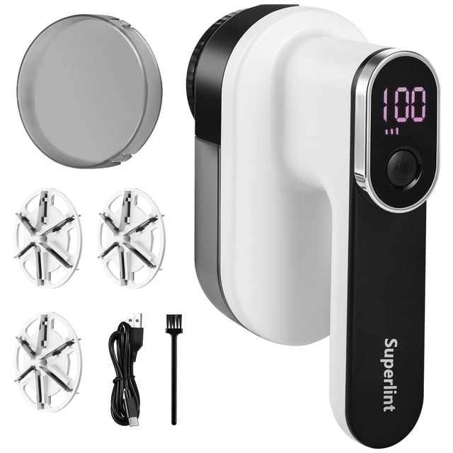 Afeitadora eléctrica para telas Lint Shaver SUPER LINT, color blanco