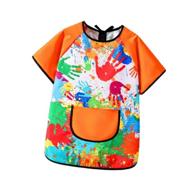 Delantal infantil para niños pequeños, cómodo y fácil de pintar. Manga naranja L