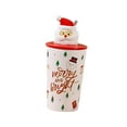 thumbnail image 3 of Taza de regalo de Navidad Taza de Navidad con tapa Taza de cerámica 400 ml Taza de té de Papá Noel con tapa para café Estilo D, 3 of 8