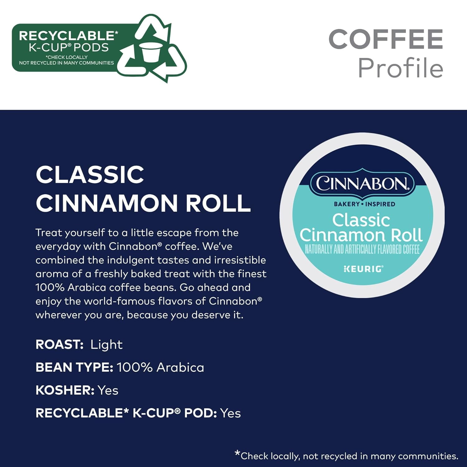 Cinnabon Classic Cinnamon Roll Keurig Single-Serve K-Cup Pods, Light Roast Coffee, 96 Count (4 Packs of 24)