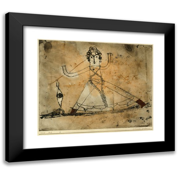 Paul Klee 14x12 Black Modern Framed Museum Art Print Titled - Classical Grotesque (1923)