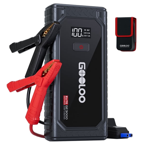 GOOLOO GE3000 Car Jump Starter, 3000A Portable Jump Starter for Car Battery, 12V Lithium Battery Booster (Up to 8.5L Gas/6.0L Diesel), SuperSafe Smart Charging Port & LED Light