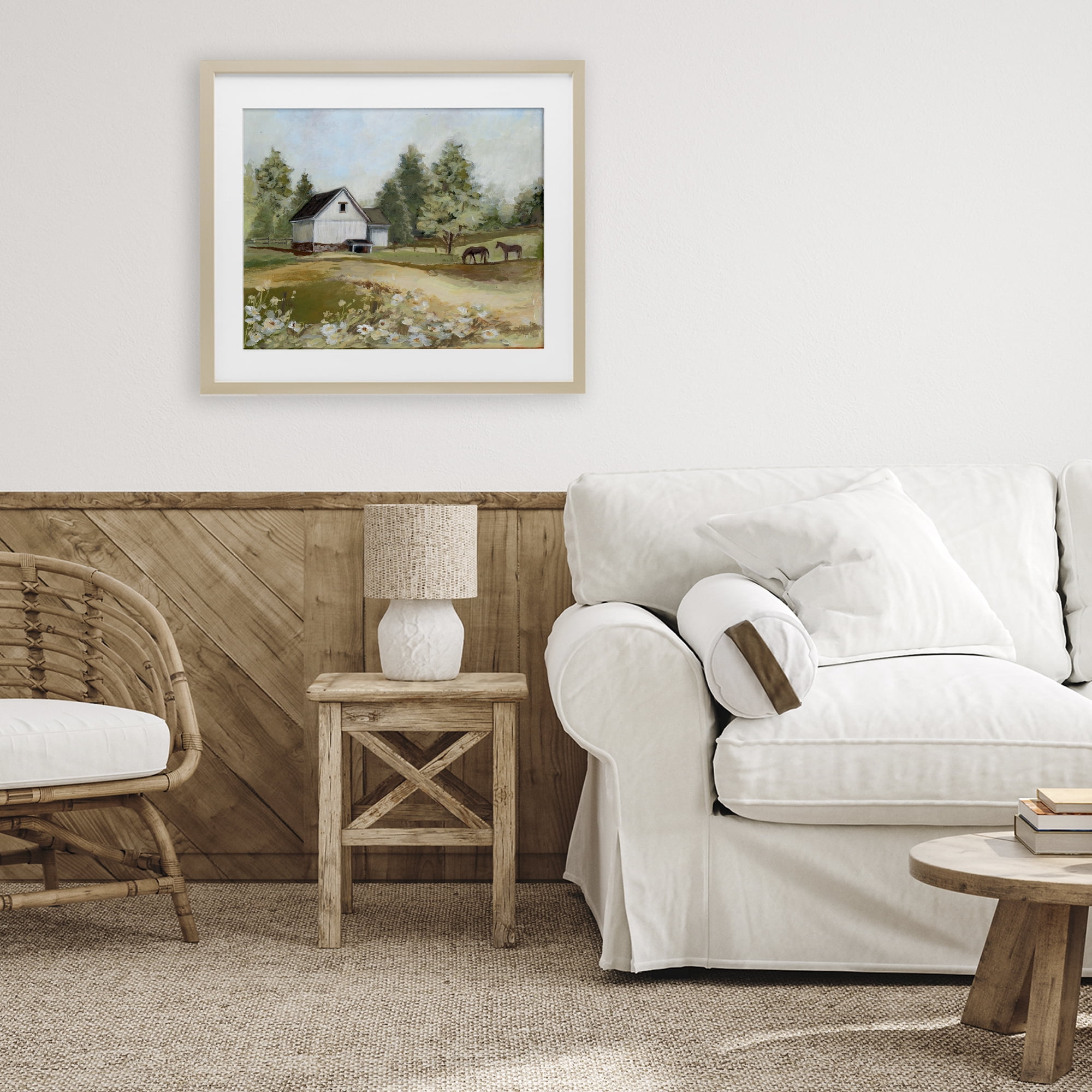 Stupell Industries Barn Field Landscape Birch Framed Print Under Glass, design by Susan Winget