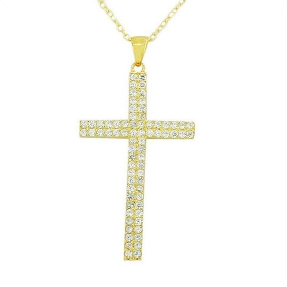 925 Sterling Silver Large Cross White Pendant Necklace Chain