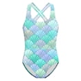 thumbnail image 5 of MuXiKeJi Clothes Girls One Piece Swimsuit Age 10-12 Modest Ruched Girls Swimwear Tankini Quick Drying Cute Printed Bathing Suit Stretch Strap Modest Swimwear with Cover Up, 5 of 5