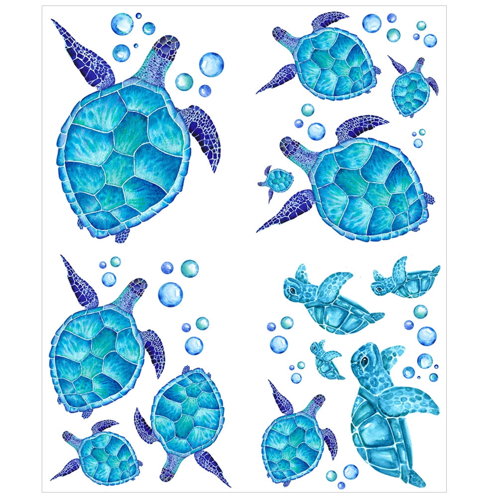 10/50pcs Blue Marine Sea Turtle Varied Stickers Pack for Kids