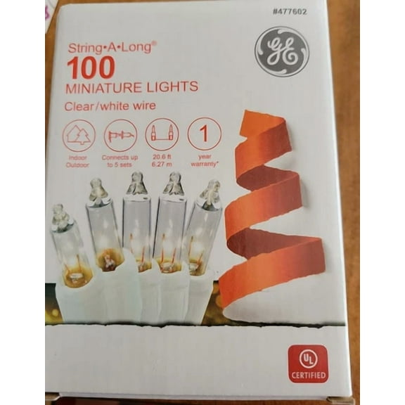 Ge String-A-Long 100-Ct. Clear Incandescent Christmas String Lights White Wire