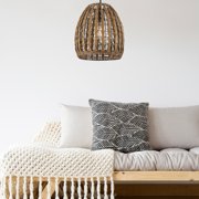 Novogratz x Globe Marlow 1-Light Pendant Light with Brown Woven Rattan Shade
