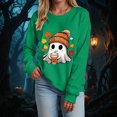 thumbnail image 4 of Enyan Women Halloween Shirt Funny Pumpkin Ghost Shirts Long Sleeve Holiday Fall Tee Tops Halloween Tshirts Women Green,L, 4 of 7