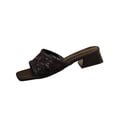 thumbnail image 2 of Lovskoo Womens Lace Square Toe Block Heel Sandals Fairy Style Slip On Summer Casual Mid Chunky Heel Dressy Slides, 2 of 9