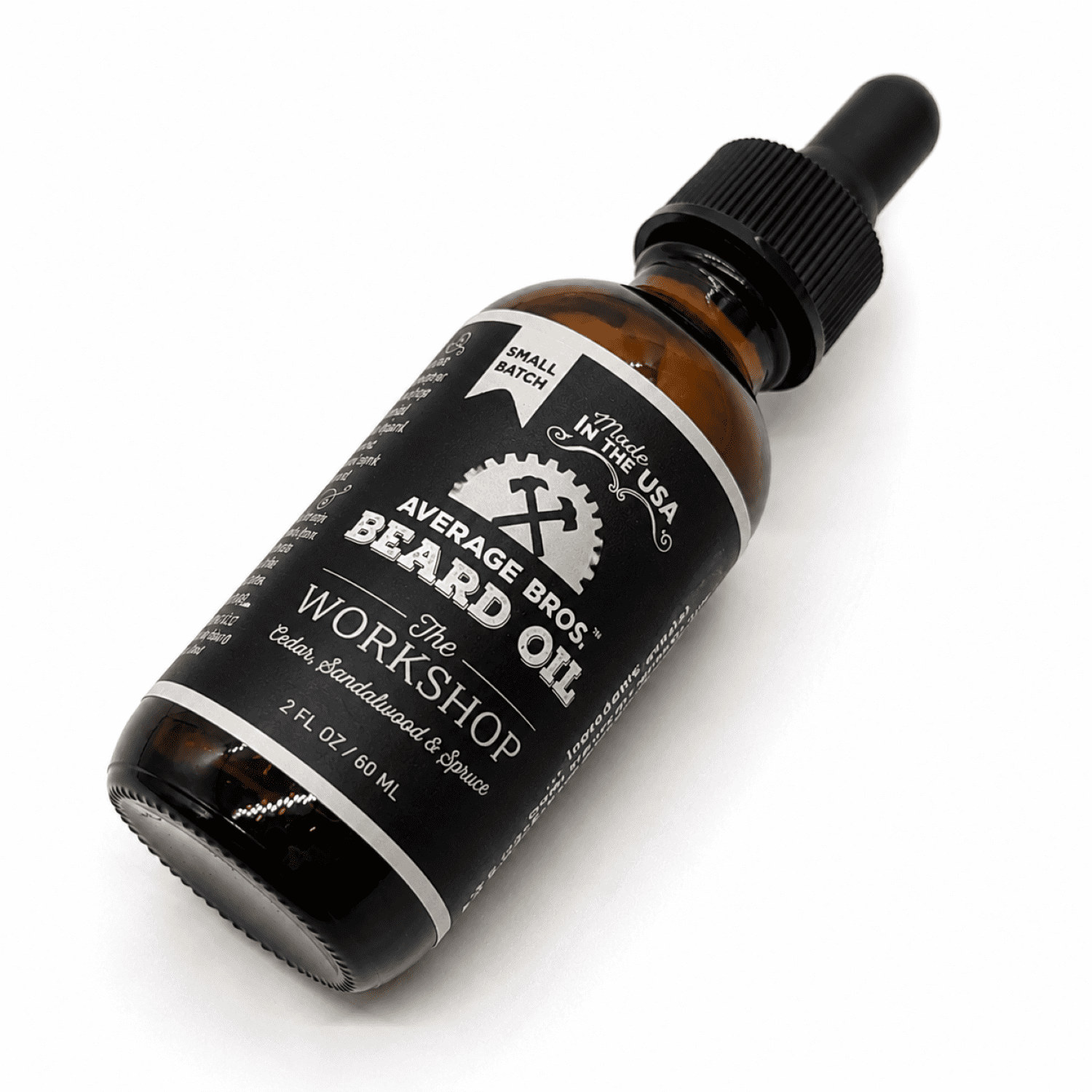 Average Bros Beard Oil for Men, The Workshop Cedar, Sandalwood & Spruce Scent, 2 fl. oz, Moisturizes and Softens Beards